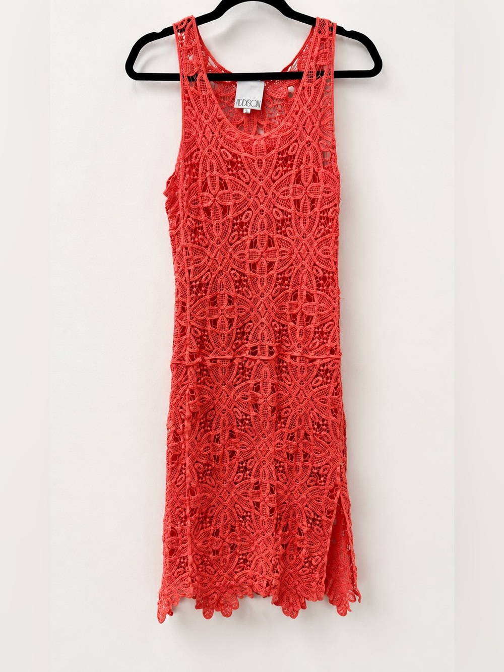 Addison Coral Crochet Swim Coverup Dress S